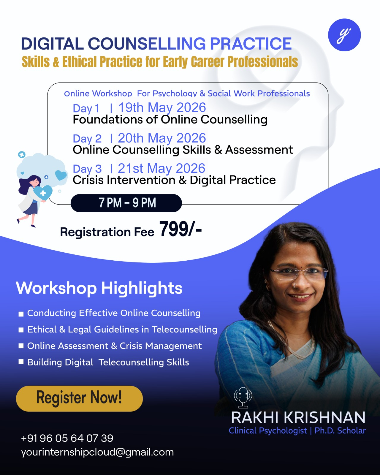 Digital Counselling Practice workshop details poster